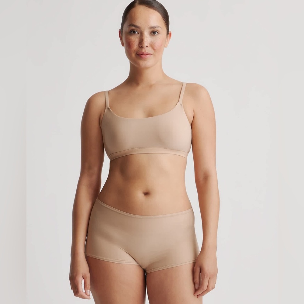 Quince Second Skin Scoop Neck Bralette Sand NEW 2 Pack